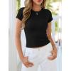 imageBTFBM Summer Tops for Women 2026 Crew Neck Rolled Sleeve T Shirts Knit Slim Basic Casual Spring Top Workout Y2k ClothesBlack