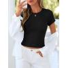 imageBTFBM Summer Tops for Women 2026 Crew Neck Rolled Sleeve T Shirts Knit Slim Basic Casual Spring Top Workout Y2k ClothesBlack