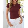 imageBTFBM Summer Tops for Women 2026 Crew Neck Rolled Sleeve T Shirts Knit Slim Basic Casual Spring Top Workout Y2k ClothesBurgundy