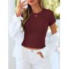 imageBTFBM Summer Tops for Women 2026 Crew Neck Rolled Sleeve T Shirts Knit Slim Basic Casual Spring Top Workout Y2k ClothesBurgundy