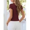 imageBTFBM Summer Tops for Women 2026 Crew Neck Rolled Sleeve T Shirts Knit Slim Basic Casual Spring Top Workout Y2k ClothesBurgundy