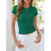 imageBTFBM Summer Tops for Women 2026 Crew Neck Rolled Sleeve T Shirts Knit Slim Basic Casual Spring Top Workout Y2k ClothesDark Green