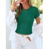 imageBTFBM Summer Tops for Women 2026 Crew Neck Rolled Sleeve T Shirts Knit Slim Basic Casual Spring Top Workout Y2k ClothesDark Green