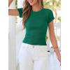 imageBTFBM Summer Tops for Women 2026 Crew Neck Rolled Sleeve T Shirts Knit Slim Basic Casual Spring Top Workout Y2k ClothesDark Green