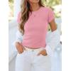 imageBTFBM Summer Tops for Women 2026 Crew Neck Rolled Sleeve T Shirts Knit Slim Basic Casual Spring Top Workout Y2k ClothesDusty Pink