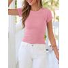 imageBTFBM Summer Tops for Women 2026 Crew Neck Rolled Sleeve T Shirts Knit Slim Basic Casual Spring Top Workout Y2k ClothesDusty Pink