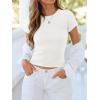 imageBTFBM Summer Tops for Women 2026 Crew Neck Rolled Sleeve T Shirts Knit Slim Basic Casual Spring Top Workout Y2k ClothesWhite