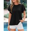 imageBTFBM Summer Tops for Women 2026 Crew Neck Ruffle Short Sleeve Shirts Loose Tunic Casual Spring BlousesBlack