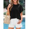 imageBTFBM Summer Tops for Women 2026 Crew Neck Ruffle Short Sleeve Shirts Loose Tunic Casual Spring BlousesBlack