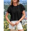 imageBTFBM Summer Tops for Women 2026 Crew Neck Ruffle Short Sleeve Shirts Loose Tunic Casual Spring BlousesBlack