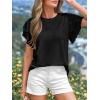 imageBTFBM Summer Tops for Women 2026 Crew Neck Ruffle Short Sleeve Shirts Loose Tunic Casual Spring BlousesBlack