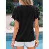 imageBTFBM Summer Tops for Women 2026 Crew Neck Ruffle Short Sleeve Shirts Loose Tunic Casual Spring BlousesBlack
