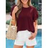 imageBTFBM Summer Tops for Women 2026 Crew Neck Ruffle Short Sleeve Shirts Loose Tunic Casual Spring BlousesBurgundy