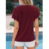imageBTFBM Summer Tops for Women 2026 Crew Neck Ruffle Short Sleeve Shirts Loose Tunic Casual Spring BlousesBurgundy