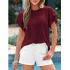 imageBTFBM Summer Tops for Women 2026 Crew Neck Ruffle Short Sleeve Shirts Loose Tunic Casual Spring BlousesBurgundy