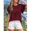 imageBTFBM Summer Tops for Women 2026 Crew Neck Ruffle Short Sleeve Shirts Loose Tunic Casual Spring BlousesBurgundy