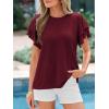 imageBTFBM Summer Tops for Women 2026 Crew Neck Ruffle Short Sleeve Shirts Loose Tunic Casual Spring BlousesBurgundy