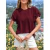 imageBTFBM Summer Tops for Women 2026 Crew Neck Ruffle Short Sleeve Shirts Loose Tunic Casual Spring BlousesBurgundy