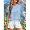 imageBTFBM Summer Tops for Women 2026 Crew Neck Ruffle Short Sleeve Shirts Loose Tunic Casual Spring BlousesLight Blue