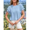 imageBTFBM Summer Tops for Women 2026 Crew Neck Ruffle Short Sleeve Shirts Loose Tunic Casual Spring BlousesLight Blue