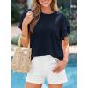 imageBTFBM Summer Tops for Women 2026 Crew Neck Ruffle Short Sleeve Shirts Loose Tunic Casual Spring BlousesNavy Blue