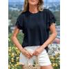 imageBTFBM Summer Tops for Women 2026 Crew Neck Ruffle Short Sleeve Shirts Loose Tunic Casual Spring BlousesNavy Blue