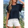 imageBTFBM Summer Tops for Women 2026 Crew Neck Ruffle Short Sleeve Shirts Loose Tunic Casual Spring BlousesNavy Blue