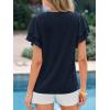 imageBTFBM Summer Tops for Women 2026 Crew Neck Ruffle Short Sleeve Shirts Loose Tunic Casual Spring BlousesNavy Blue