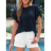 imageBTFBM Summer Tops for Women 2026 Crew Neck Ruffle Short Sleeve Shirts Loose Tunic Casual Spring BlousesNavy Blue