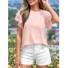 imageBTFBM Summer Tops for Women 2026 Crew Neck Ruffle Short Sleeve Shirts Loose Tunic Casual Spring BlousesPink