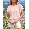imageBTFBM Summer Tops for Women 2026 Crew Neck Ruffle Short Sleeve Shirts Loose Tunic Casual Spring BlousesPink