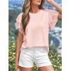 imageBTFBM Summer Tops for Women 2026 Crew Neck Ruffle Short Sleeve Shirts Loose Tunic Casual Spring BlousesPink