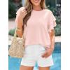 imageBTFBM Summer Tops for Women 2026 Crew Neck Ruffle Short Sleeve Shirts Loose Tunic Casual Spring BlousesPink
