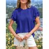 imageBTFBM Summer Tops for Women 2026 Crew Neck Ruffle Short Sleeve Shirts Loose Tunic Casual Spring BlousesRoyal Blue