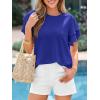 imageBTFBM Summer Tops for Women 2026 Crew Neck Ruffle Short Sleeve Shirts Loose Tunic Casual Spring BlousesRoyal Blue