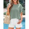 imageBTFBM Summer Tops for Women 2026 Crew Neck Ruffle Short Sleeve Shirts Loose Tunic Casual Spring BlousesSage Green