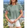 imageBTFBM Summer Tops for Women 2026 Crew Neck Ruffle Short Sleeve Shirts Loose Tunic Casual Spring BlousesSage Green