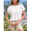 imageBTFBM Summer Tops for Women 2026 Crew Neck Ruffle Short Sleeve Shirts Loose Tunic Casual Spring BlousesWhite