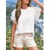 imageBTFBM Summer Tops for Women 2026 Crew Neck Ruffle Short Sleeve Shirts Loose Tunic Casual Spring BlousesWhite