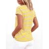 imageBTFBM Tops for Women Trendy Summer 2026 Crew Neck Short Sleeve T Shirts Striped Casual Vacation Blouse Loose Basic TeeYellow White