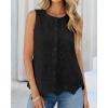imageBTFBM Womens Tank Tops 2026 Summer Casual Sleeveless Button Down Shirts Embroidered Eyelet Blouse Beach Vacation ClothesBlack