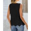 imageBTFBM Womens Tank Tops 2026 Summer Casual Sleeveless Button Down Shirts Embroidered Eyelet Blouse Beach Vacation ClothesBlack