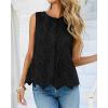 imageBTFBM Womens Tank Tops 2026 Summer Casual Sleeveless Button Down Shirts Embroidered Eyelet Blouse Beach Vacation ClothesBlack