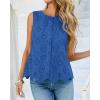 imageBTFBM Womens Tank Tops 2026 Summer Casual Sleeveless Button Down Shirts Embroidered Eyelet Blouse Beach Vacation ClothesBlue