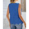 imageBTFBM Womens Tank Tops 2026 Summer Casual Sleeveless Button Down Shirts Embroidered Eyelet Blouse Beach Vacation ClothesBlue