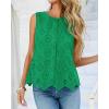imageBTFBM Womens Tank Tops 2026 Summer Casual Sleeveless Button Down Shirts Embroidered Eyelet Blouse Beach Vacation ClothesGreen
