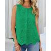 imageBTFBM Womens Tank Tops 2026 Summer Casual Sleeveless Button Down Shirts Embroidered Eyelet Blouse Beach Vacation ClothesGreen