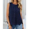 imageBTFBM Womens Tank Tops 2026 Summer Casual Sleeveless Button Down Shirts Embroidered Eyelet Blouse Beach Vacation ClothesNavy