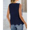 imageBTFBM Womens Tank Tops 2026 Summer Casual Sleeveless Button Down Shirts Embroidered Eyelet Blouse Beach Vacation ClothesNavy
