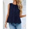 imageBTFBM Womens Tank Tops 2026 Summer Casual Sleeveless Button Down Shirts Embroidered Eyelet Blouse Beach Vacation ClothesNavy